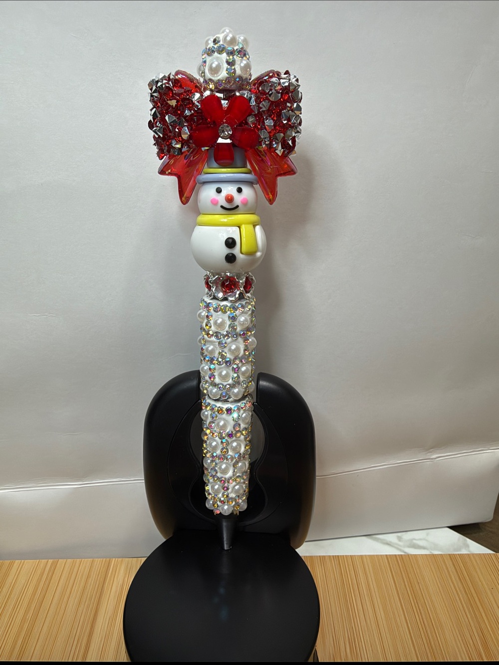 Festive Snowman Decorative Holiday Pen - White & Red
